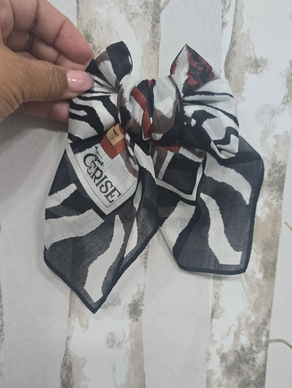Black & White Zebra Print Silk Scarf for Neck, Bag Or Hair Bow